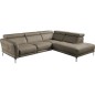 Canapé d'angle en 100% tout cuir épais de luxe italien , 5/6 places DALBERT, couleur taupe, angle droit Canapé d'angle en 100% tout cuir épais de luxe italien , 5/6 places DALBERT, couleur taupe, angle droit