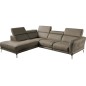 - Canapé d'angle en 100% tout cuir épais de luxe italien , 5/6 places DALBERT, couleur taupe, angle gauche