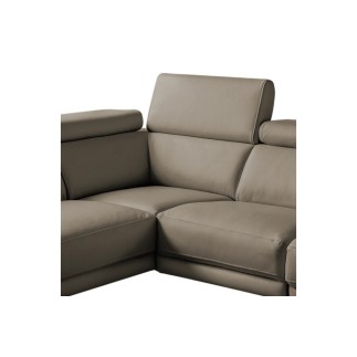- Canapé d'angle en 100% tout cuir épais de luxe italien , 5/6 places DALBERT, couleur taupe, angle gauche