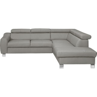 1er paiement de la commande: canapé d'angle en cuir italien de luxe 5 places astrido, gris clair, angle droit, 6x sans frais, to