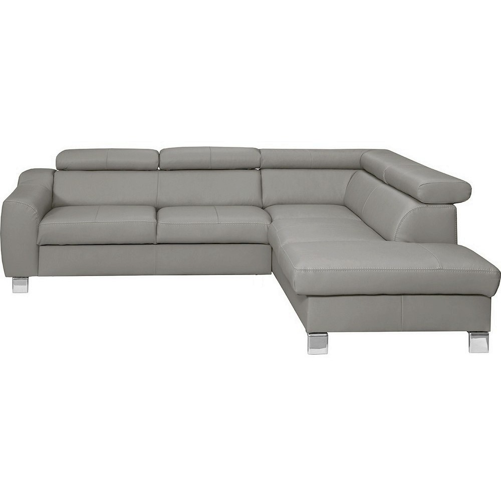 1er paiement de la commande: canapé d'angle en cuir italien de luxe 5 places astrido, gris clair, angle droit, 6x sans frais, to