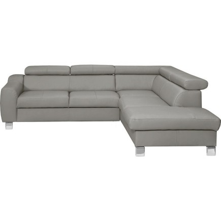 1er paiement de la commande: canapé d'angle en cuir italien de luxe 5 places astrido, gris clair, angle droit, 6x sans frais, to