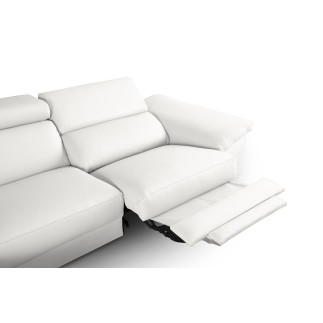 Canapé d'angle relax en 100% tout cuir épais de luxe italien avec relax électrique, 5/6 places KASTER, blanc cassé, angle gauche