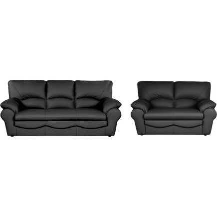 Ensemble Canapé 3 places et 2 places en 100% tout cuir italien vachette OSATIS, NOIR