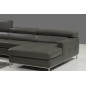 Canapé d'angle en cuir italien 4/5 places YVANA, gris fonce, angle droit Canapé d'angle en cuir italien 4/5 places YVANA, gris fonce, angle droit