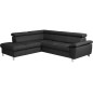 - Canapé d'angle en cuir italien de luxe 5 places LUTECE noir, angle gauche - Canapé d'angle en cuir italien de luxe 5 places LUTECE noir, angle gauche