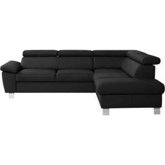 Canapé d'angle en cuir italien de luxe 5 places LUTECE noir, angle droit