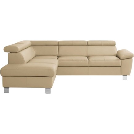 Canapé d'angle en cuir italien de luxe 5 places LUTECE beige, angle gauche
