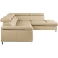 Canapé d'angle en cuir italien de luxe 5 places LUTECE beige, angle droit Canapé d'angle en cuir italien de luxe 5 places LUTECE beige, angle droit