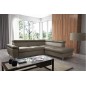 Canapé d'angle en cuir italien de luxe 5 places LUTECE taupe, angle droit Canapé d'angle en cuir italien de luxe 5 places LUTECE taupe, angle droit