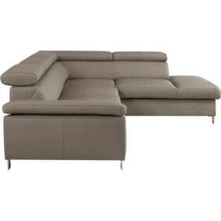 Canapé d'angle en cuir italien de luxe 5 places LUTECE taupe, angle droit