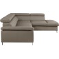 Canapé d'angle en cuir italien de luxe 5 places LUTECE taupe, angle droit Canapé d'angle en cuir italien de luxe 5 places LUTECE taupe, angle droit