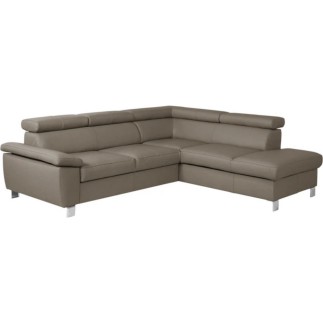 Canapé d'angle en cuir italien de luxe 5 places LUTECE taupe, angle droit