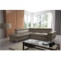 Canapé d'angle en cuir italien de luxe 5 places LUTECE taupe, angle gauche Canapé d'angle en cuir italien de luxe 5 places LUTECE taupe, angle gauche