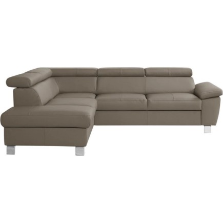 Canapé d'angle en cuir italien de luxe 5 places LUTECE taupe, angle gauche
