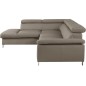Canapé d'angle en cuir italien de luxe 5 places LUTECE taupe, angle gauche Canapé d'angle en cuir italien de luxe 5 places LUTECE taupe, angle gauche