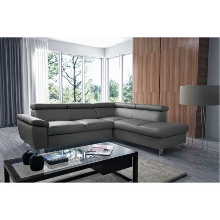 Canapé d'angle en cuir italien de luxe 5 places LUTECE gris foncé, angle droit
