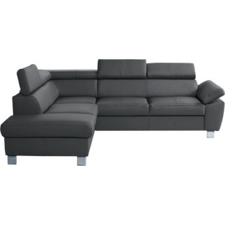 Canapé d'angle en cuir italien de luxe 5 places LUTECE gris foncé, angle gauche