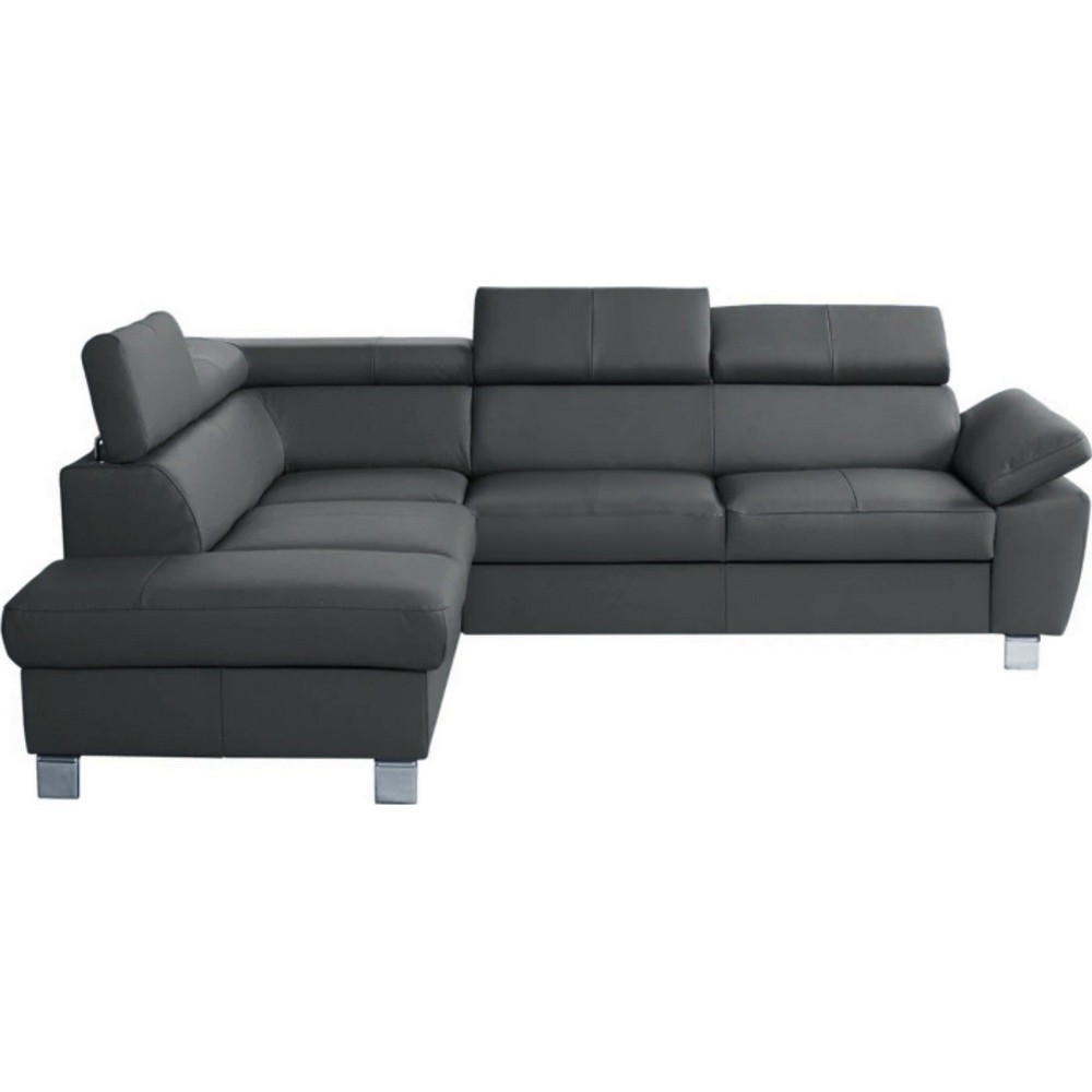 Canapé d'angle en cuir italien de luxe 5 places LUTECE gris foncé, angle gauche Canapé d'angle en cuir italien de luxe 5 places LUTECE gris foncé, angle gauche