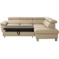 Canapé d'angle convertible en cuir italien de luxe 5 places LUTECIA avec coffre, beige, angle droit Canapé d'angle convertible en cuir italien de luxe 5 places LUTECIA avec coffre, beige, angle droit
