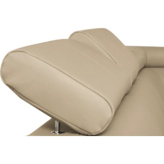Canapé d'angle convertible en cuir italien de luxe 5 places LUTECIA avec coffre, beige, angle droit