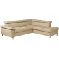 Canapé d'angle convertible en cuir italien de luxe 5 places LUTECIA avec coffre, beige, angle droit Canapé d'angle convertible en cuir italien de luxe 5 places LUTECIA avec coffre, beige, angle droit