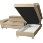 Canapé d'angle convertible en cuir italien de luxe 5 places LUTECIA avec coffre, beige, angle droit Canapé d'angle convertible en cuir italien de luxe 5 places LUTECIA avec coffre, beige, angle droit