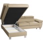 - Canapé d'angle convertible en cuir italien de luxe 5 places LUTECIA avec coffre, beige, angle gauche - Canapé d'angle convertible en cuir italien de luxe 5 places LUTECIA avec coffre, beige, angle gauche