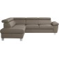 Canapé d'angle convertible en cuir italien de luxe 5 places LUTECIA avec coffre, taupe, angle gauche Canapé d'angle convertible en cuir italien de luxe 5 places LUTECIA avec coffre, taupe, angle gauche