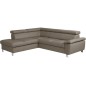 Canapé d'angle convertible en cuir italien de luxe 5 places LUTECIA avec coffre, taupe, angle gauche Canapé d'angle convertible en cuir italien de luxe 5 places LUTECIA avec coffre, taupe, angle gauche