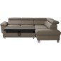 Canapé d'angle convertible en cuir italien de luxe 5 places LUTECIA avec coffre, taupe, angle droit Canapé d'angle convertible en cuir italien de luxe 5 places LUTECIA avec coffre, taupe, angle droit