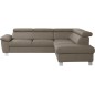 Canapé d'angle convertible en cuir italien de luxe 5 places LUTECIA avec coffre, taupe, angle droit Canapé d'angle convertible en cuir italien de luxe 5 places LUTECIA avec coffre, taupe, angle droit
