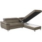 Canapé d'angle convertible en cuir italien de luxe 5 places LUTECIA avec coffre, taupe, angle droit Canapé d'angle convertible en cuir italien de luxe 5 places LUTECIA avec coffre, taupe, angle droit