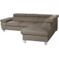 Canapé d'angle convertible en cuir italien de luxe 5 places LUTECIA avec coffre, taupe, angle droit Canapé d'angle convertible en cuir italien de luxe 5 places LUTECIA avec coffre, taupe, angle droit