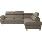 Canapé d'angle convertible en cuir italien de luxe 5 places LUTECIA avec coffre, taupe, angle droit Canapé d'angle convertible en cuir italien de luxe 5 places LUTECIA avec coffre, taupe, angle droit