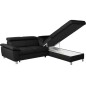 Canapé d'angle convertible en cuir italien de luxe 5 places LUTECIA avec coffre, noir, angle droit Canapé d'angle convertible en cuir italien de luxe 5 places LUTECIA avec coffre, noir, angle droit