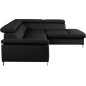 Canapé d'angle convertible en cuir italien de luxe 5 places LUTECIA avec coffre, noir, angle droit Canapé d'angle convertible en cuir italien de luxe 5 places LUTECIA avec coffre, noir, angle droit