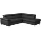 Canapé d'angle convertible en cuir italien de luxe 5 places LUTECIA avec coffre, noir, angle droit Canapé d'angle convertible en cuir italien de luxe 5 places LUTECIA avec coffre, noir, angle droit