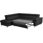 Canapé d'angle convertible en cuir italien de luxe 5 places LUTECIA avec coffre, noir, angle gauche Canapé d'angle convertible en cuir italien de luxe 5 places LUTECIA avec coffre, noir, angle gauche