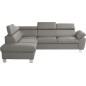 Canapé d'angle convertible en cuir italien de luxe 5 places LUTECIA avec coffre, gris clair, angle gauche Canapé d'angle convertible en cuir italien de luxe 5 places LUTECIA avec coffre, gris clair, angle gauche