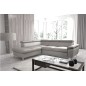 Canapé d'angle convertible en cuir italien de luxe 5 places LUTECIA avec coffre, gris clair, angle gauche Canapé d'angle convertible en cuir italien de luxe 5 places LUTECIA avec coffre, gris clair, angle gauche