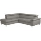Canapé d'angle convertible en cuir italien de luxe 5 places LUTECIA avec coffre, gris clair, angle gauche Canapé d'angle convertible en cuir italien de luxe 5 places LUTECIA avec coffre, gris clair, angle gauche