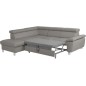 Canapé d'angle convertible en cuir italien de luxe 5 places LUTECIA avec coffre, gris clair, angle gauche Canapé d'angle convertible en cuir italien de luxe 5 places LUTECIA avec coffre, gris clair, angle gauche