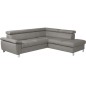 Canapé d'angle convertible en cuir italien de luxe 5 places LUTECIA avec coffre, gris clair, angle droit Canapé d'angle convertible en cuir italien de luxe 5 places LUTECIA avec coffre, gris clair, angle droit