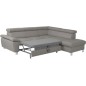 Canapé d'angle convertible en cuir italien de luxe 5 places LUTECIA avec coffre, gris clair, angle droit Canapé d'angle convertible en cuir italien de luxe 5 places LUTECIA avec coffre, gris clair, angle droit