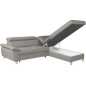 Canapé d'angle convertible en cuir italien de luxe 5 places LUTECIA avec coffre, gris clair, angle droit Canapé d'angle convertible en cuir italien de luxe 5 places LUTECIA avec coffre, gris clair, angle droit