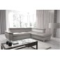Canapé d'angle convertible en cuir italien de luxe 5 places LUTECIA avec coffre, gris clair, angle droit Canapé d'angle convertible en cuir italien de luxe 5 places LUTECIA avec coffre, gris clair, angle droit