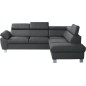 Canapé d'angle convertible en cuir italien de luxe 5 places LUTECIA avec coffre, gris foncé, angle droit Canapé d'angle convertible en cuir italien de luxe 5 places LUTECIA avec coffre, gris foncé, angle droit