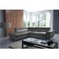 - Canapé d'angle convertible en cuir italien de luxe 5 places LUTECIA avec coffre, gris foncé, angle gauche - Canapé d'angle convertible en cuir italien de luxe 5 places LUTECIA avec coffre, gris foncé, angle gauche