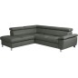- Canapé d'angle convertible en cuir italien de luxe 5 places LUTECIA avec coffre, gris foncé, angle gauche - Canapé d'angle convertible en cuir italien de luxe 5 places LUTECIA avec coffre, gris foncé, angle gauche